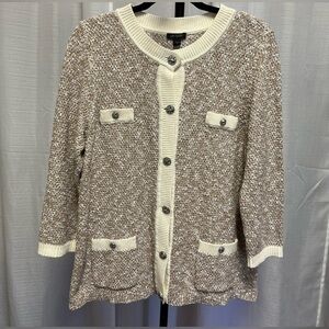 J.Jill Wearever Contrast-Trimmed Sweater-Jacket NWT | size medium